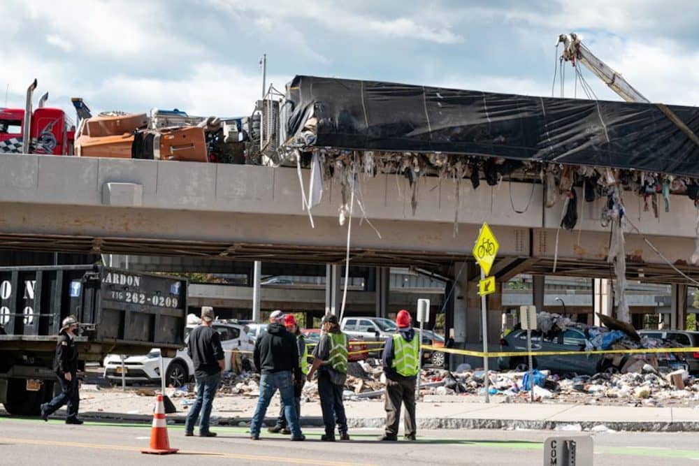 Big Truck Accident On A Bridge