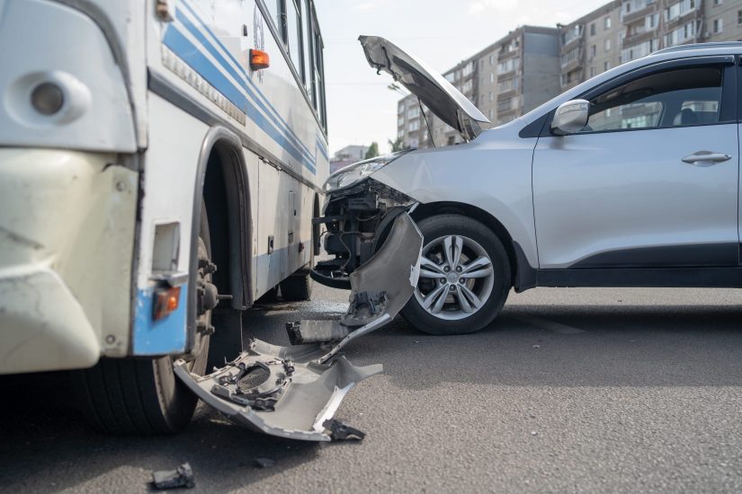 A Bus And Light Vehicle T-Bone Accident