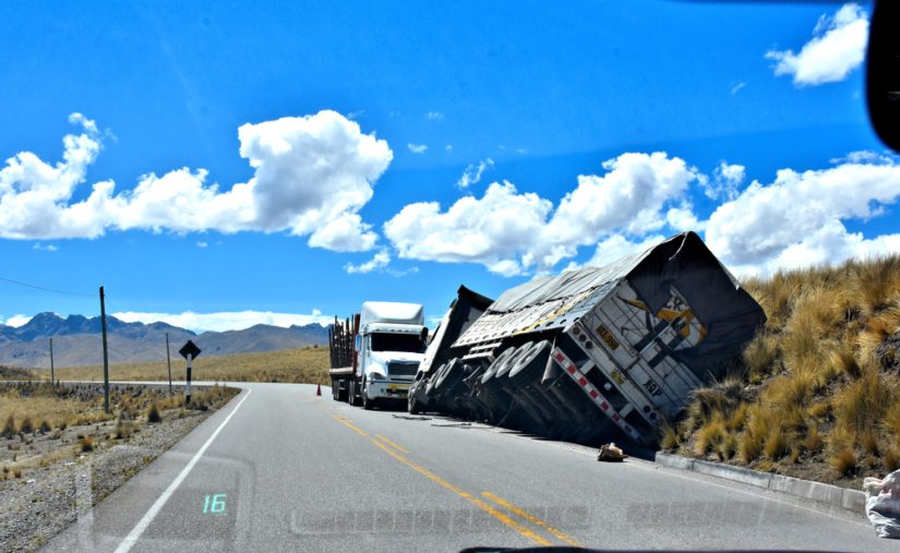 Truck Accident By Falling Off The Road