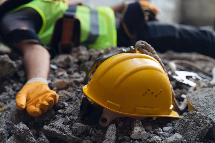 Construction Helmet Laying On The Floor